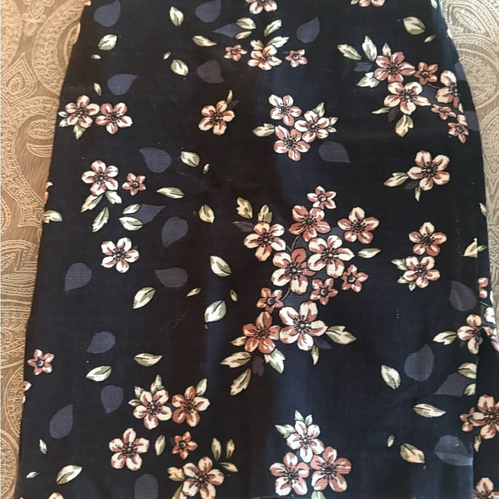 Floral Black Pencil Skirt with Pink Blossoms